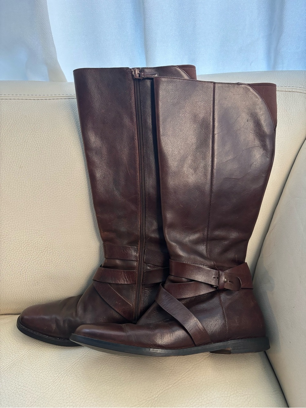 Cole Haan Dark Brown Leather Knee-High Riding Boots